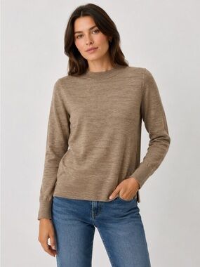Badgley Mischka Womans Crewneck Sweater in Beige Brown
